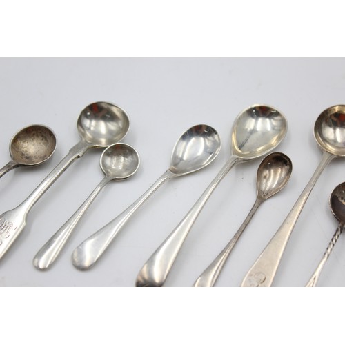 543 - 9 x Antique / Vintage Hallmarked .925 STERLING SILVER Condiment Spoons (63g)