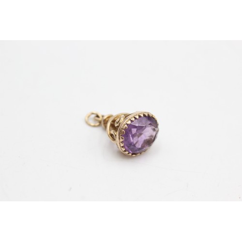 546 - 9ct gold amethyst fob (5.2g)