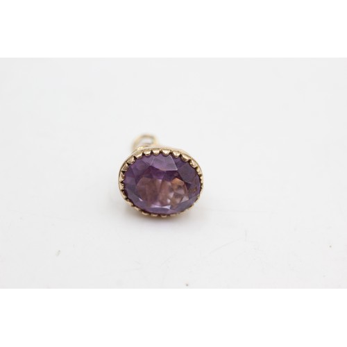 546 - 9ct gold amethyst fob (5.2g)