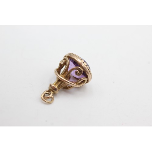 546 - 9ct gold amethyst fob (5.2g)