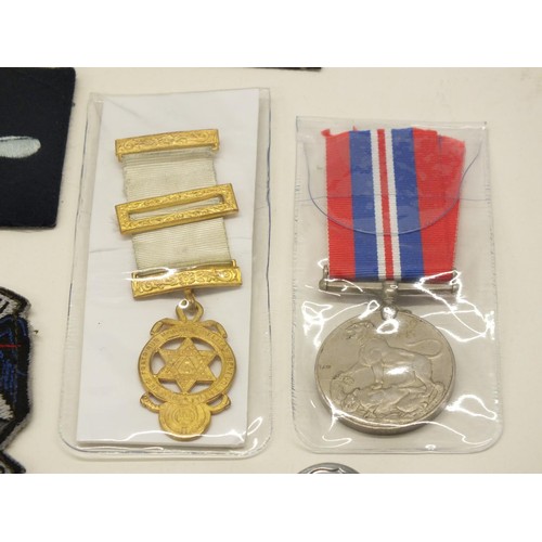 67 - VARIOUS MEDALS, BADGES AND BUTTONS ETC