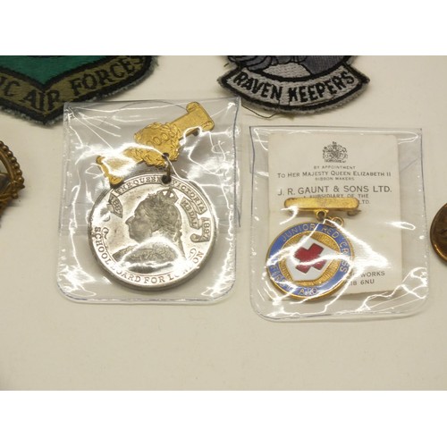 67 - VARIOUS MEDALS, BADGES AND BUTTONS ETC