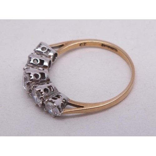 264 - 9ct GOLD CZ HALF ETERNITY RING SIZE Q, 2.3g