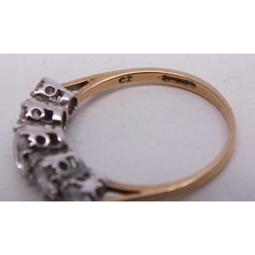 264 - 9ct GOLD CZ HALF ETERNITY RING SIZE Q, 2.3g