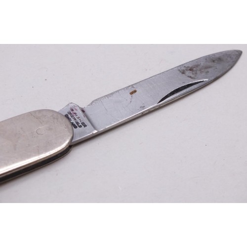 323 - WHITE METAL LETTER OPENER, KNIFE AND RULER