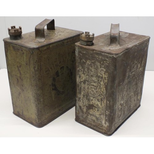 365 - 2 x VINTAGE SHELL PETROL CANS WITH ORIGINAL CAP