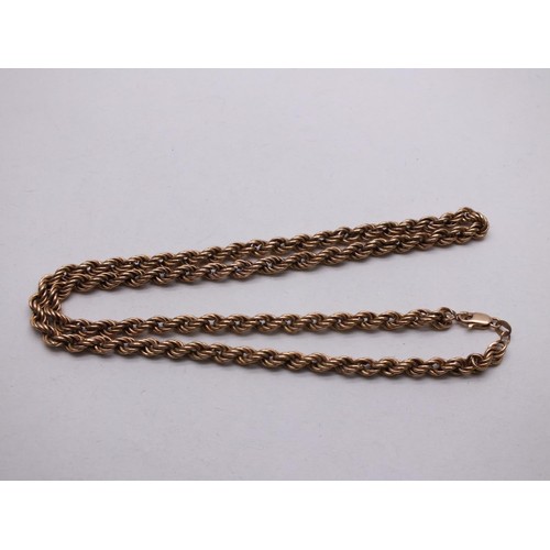 183 - 9CT GOLD ROPE TWIST NECKLACE -9.1G, 20