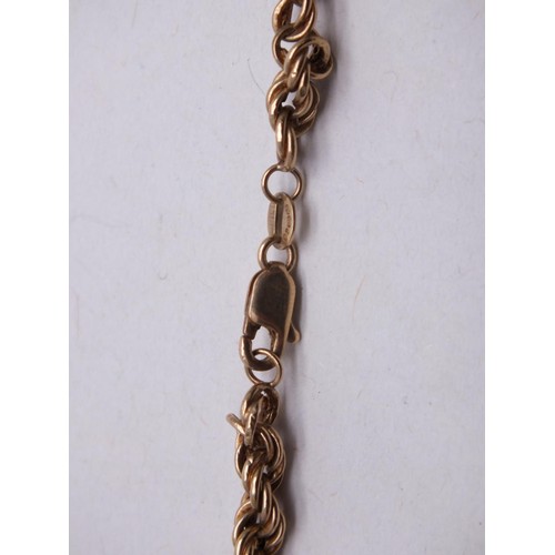 183 - 9CT GOLD ROPE TWIST NECKLACE -9.1G, 20