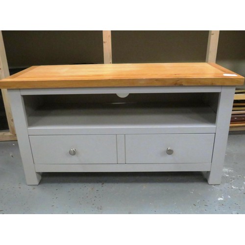 11 - ROSELAND FURNITURE GREY AND OAK TV UNIT - FREEVIEW