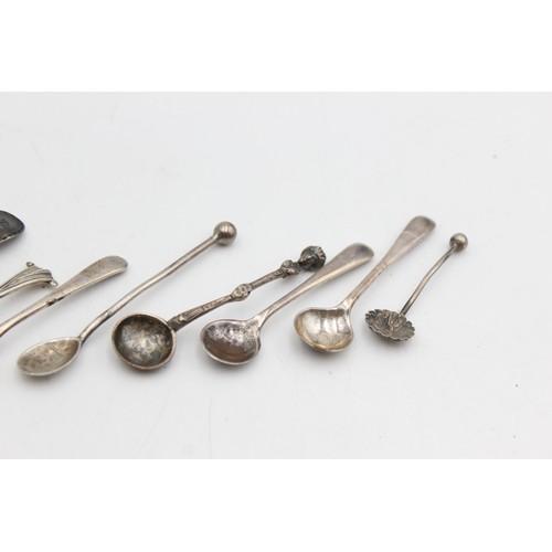 433 - 9 x Antique / Vintage Hallmarked .925 STERLING SILVER Condiment Spoons (47g)