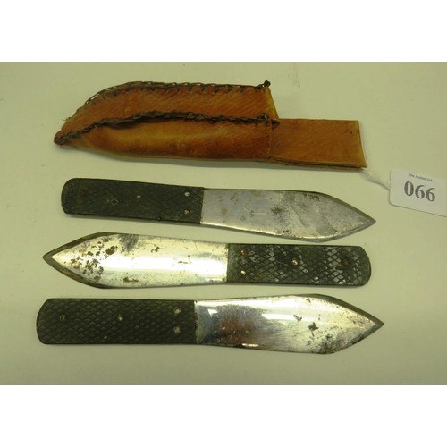 66 - SET OF THREE -7&1/4 THROWING KNIVES WITH SHEATH