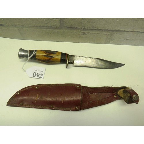 92 - BONE HANDLE BOWIE KNIFE 8.5