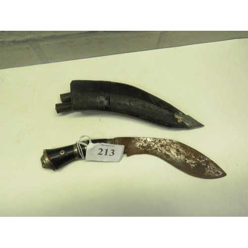 213 - KUKRI RUSTY BLADES KNIFE WITH KARDA AND CHAKMAK