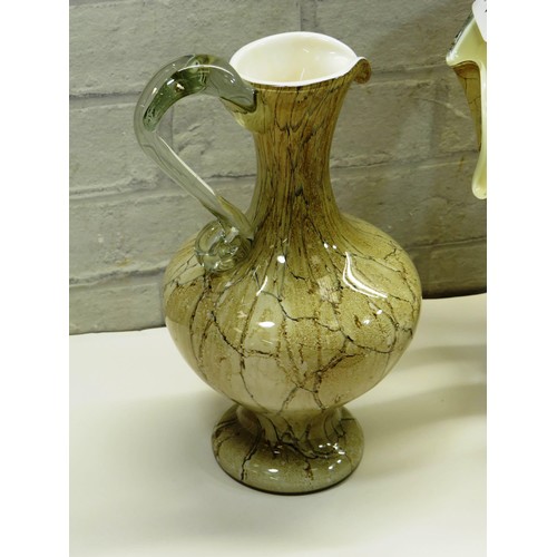 118 - 5 x PIECES OF KRONSO JOZEFINA ART GLASS INCLUDES VASES, JELLYFISH PEDESTAL BOWLS AND JUG