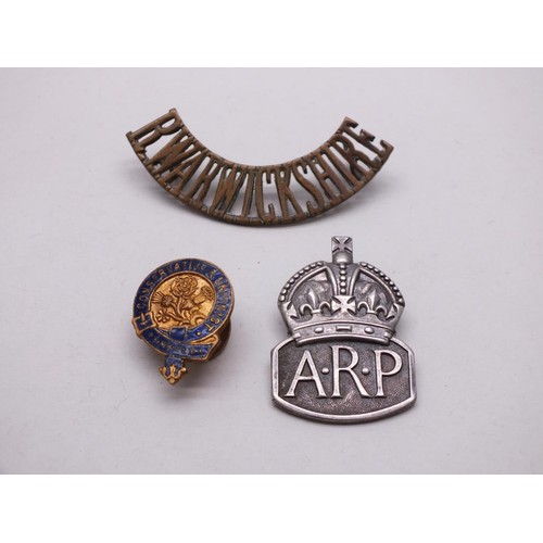 42 - MISCELLANEOUS LOT INCLUDING A.R.P WHISTLE AND SILVER A.R.P BADGE