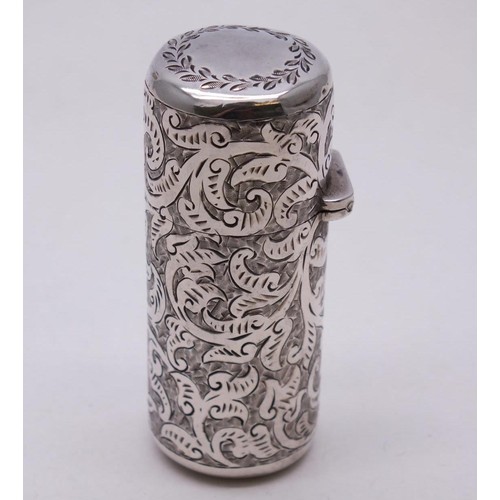 216 - ANTIQUE STERLING SILVER PERFUME BOTTLE LONDON HALLMARKS 1883 WITH GLASS STOPPER 58G