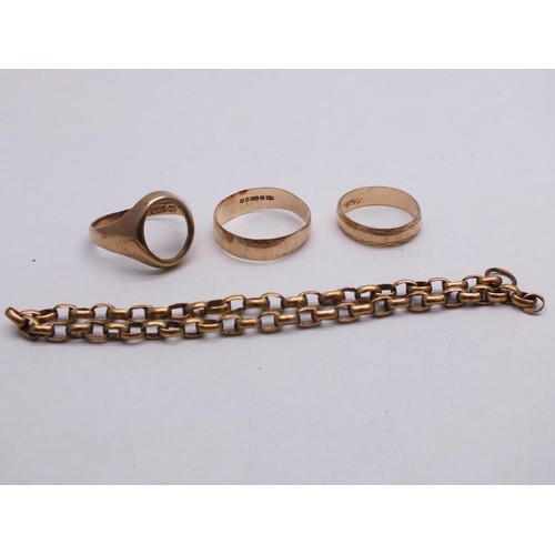 226A - 9ct GOLD RINGS A/F AND 9CT GOLD CHAIN LINKS 11.9G