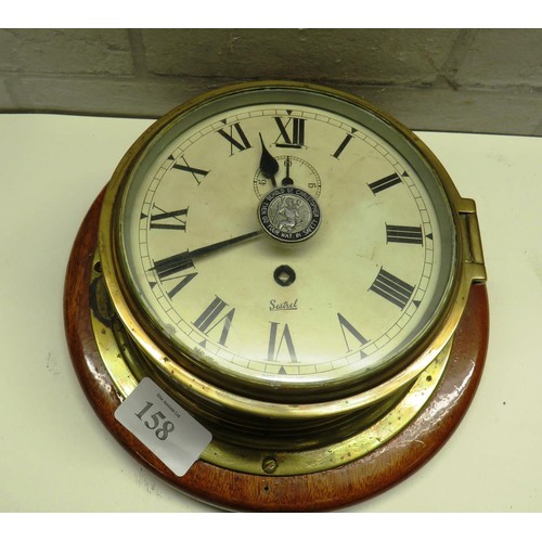 158 - ANTIQUE BRASS SHIPS CLOCK BY SESTREL