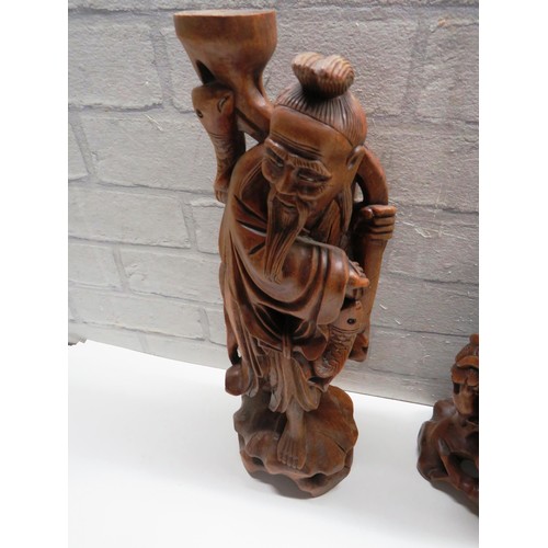 199 - SIX ASSORTED CHINESE CARVED WOOD FIGURES