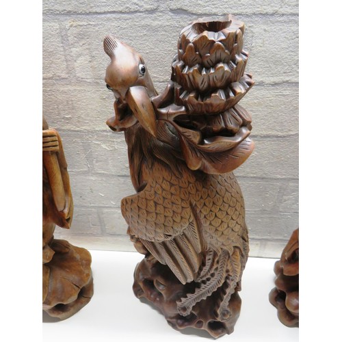 199 - SIX ASSORTED CHINESE CARVED WOOD FIGURES