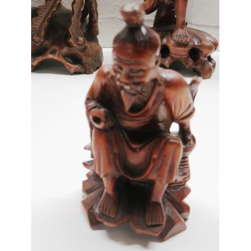 199 - SIX ASSORTED CHINESE CARVED WOOD FIGURES