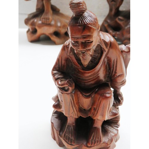 199 - SIX ASSORTED CHINESE CARVED WOOD FIGURES