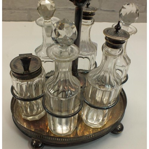 137 - VINTAGE SIX PIECE CUT GLASS CONDIMENT SET