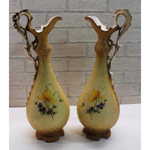 139 - PAIR OF HAND PAINTED WATER PITCHERS - ERNST WAHLISS AUSTRIA