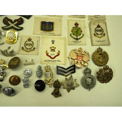 57 - BAG OF MILITARIA, BADGES, BUTTONS, CARDS ETC