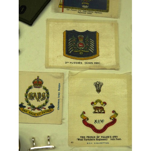 57 - BAG OF MILITARIA, BADGES, BUTTONS, CARDS ETC