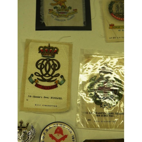 57 - BAG OF MILITARIA, BADGES, BUTTONS, CARDS ETC