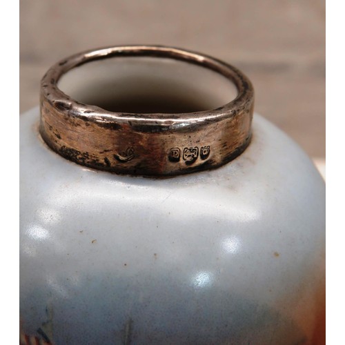 210 - TWO VINTAGE SILVER RIMMED VASES