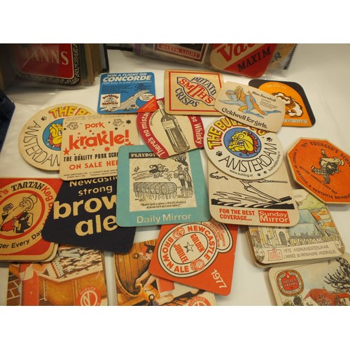 222 - JOBLOT OF VINTAGE BEERMATS AND TWO FOLDERS