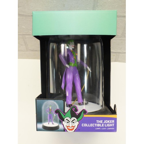 223 - DC- THE JOKER USB POWERED LIGHT BOXED AS NEW AND THE JOKER WOODEN FIGURE- BOXED AS NEW