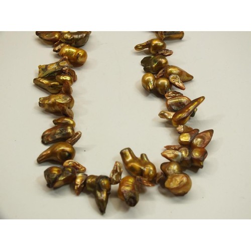 230 - GOLD COLOUR BAROQUE FRESHWATER PEARL NECKLACE 21