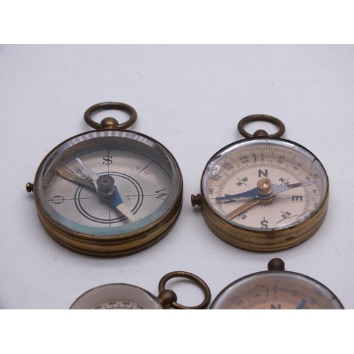 247 - FOUR VINTAGE/ANTIQUE GERMAN BRASS POCKET COMPASSES