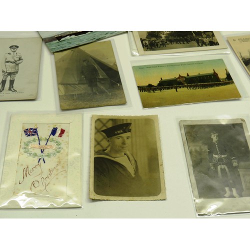 277 - 23 x MILITARY THEMED POSTCARDS INCLUDES EMBROIDERED