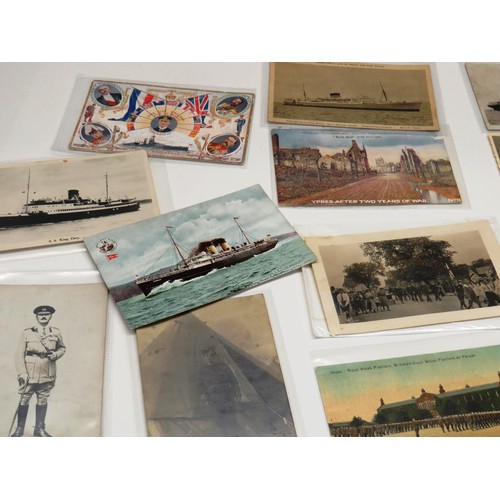 277 - 23 x MILITARY THEMED POSTCARDS INCLUDES EMBROIDERED