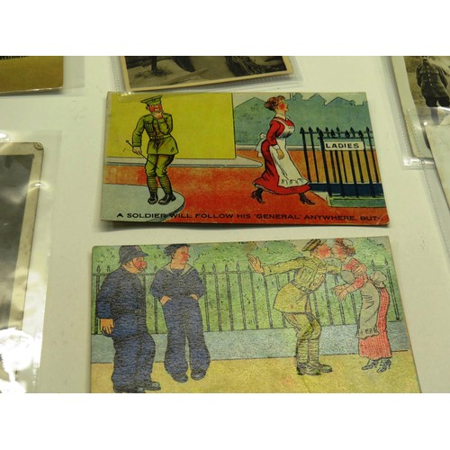 277 - 23 x MILITARY THEMED POSTCARDS INCLUDES EMBROIDERED