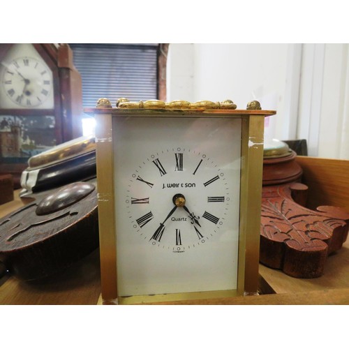 301 - SHELF LOT OF VINTAGE CLOCKS AND BAROMETERS