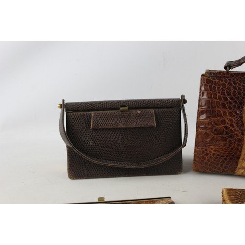 421 - 7 x Vintage Animal Leather HANDBAGS / WALLETS Inc. Snake & Crocodile