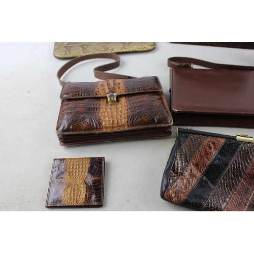 431 - 7 x Vintage Animal Leather HANDBAGS / WALLETS Inc. Snake & Crocodile