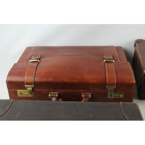 465 - 4 x Antique / Vintage Suitcases Various Sizes Inc. Leather, Alligator, Briefcase