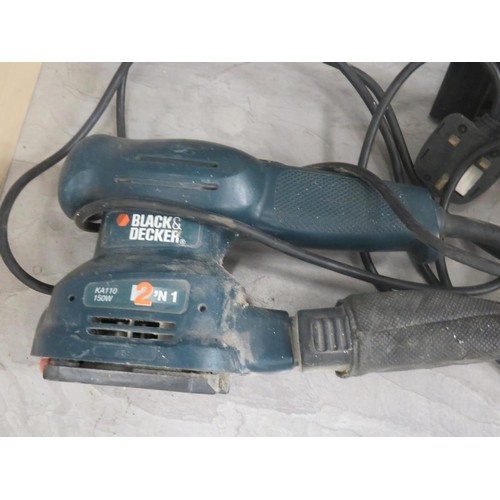 348 - 2 x ELECTRIC HEDGETRIMMERS AND SANDER