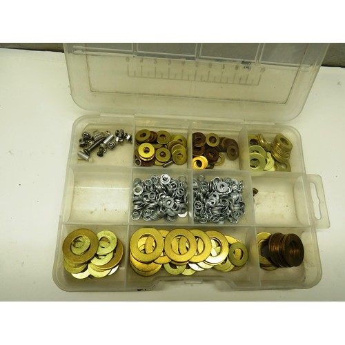 9 - BOX OF BRASS WASHERS AND BOX OF COPPER WASHERS