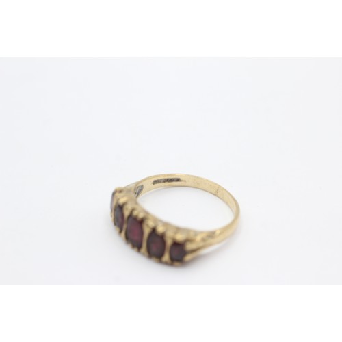 408 - 9ct Gold Garnet Five Stone Gypsy Setting Ring (3.1g)