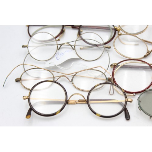 441 - 9 x Antique / Vintage SPECTACLES & SUNGLASSES Inc Rolled Gold, Cased Etc