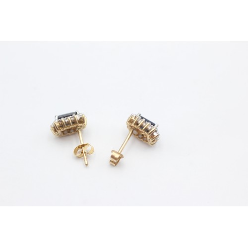 458 - 9ct Gold Sapphire & Diamond Stud Earrings (1.8g)