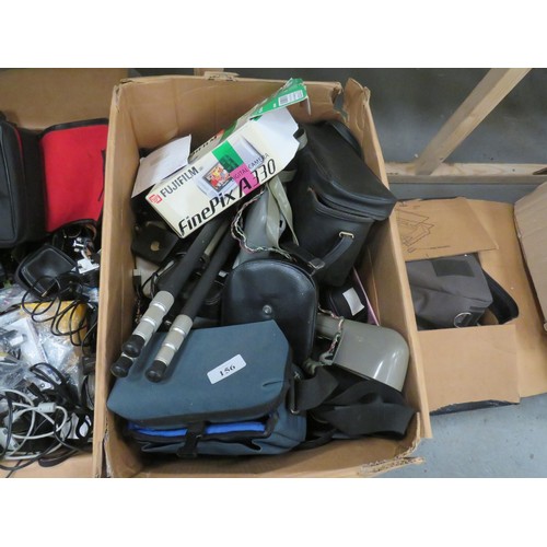 156 - 5x BOXES OF MISCELLANEOUS INCLUDING A JOB LOT OF CAMERA ACCESSORIES, CABLES, TOKYO DIGITAL AM-FM RAD... 