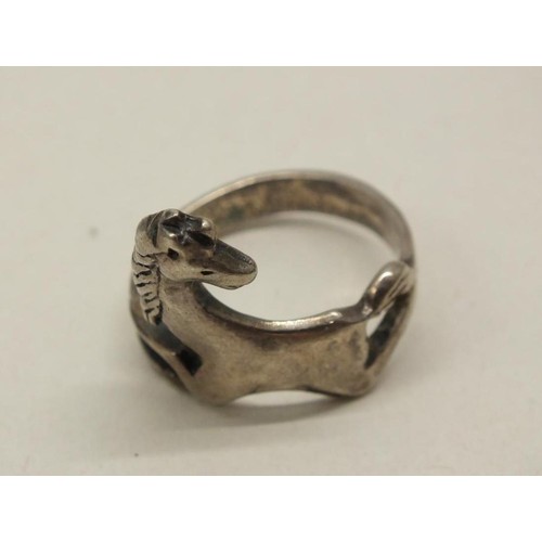 360 - SILVER NECKLACE & HORSE RING